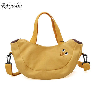 Banana Shaped Embroidery Tote Handbag Women Cartoon Shoulder Bag