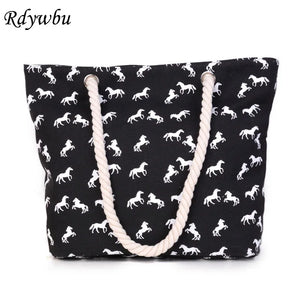 Women's Horse Print Canvas Shoulder Bag