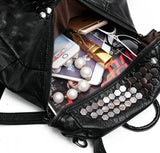 High Star Backpack Wash Water PU Leather Travel Bag Women Leisure Rivets Girl