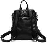 High Star Backpack Wash Water PU Leather Travel Bag Women Leisure Rivets Girl