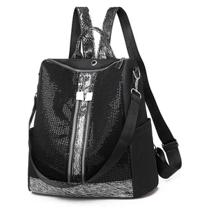 Shining Sequin Backpack Girls Multifunction Travel Bag Bling Mesh Rucksack