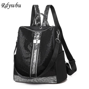 Shining Sequin Backpack Girls Multifunction Travel Bag Bling Mesh Rucksack