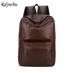 Vintage Men Backpack Teenager School Book Bag Casual Large Capacity PU Leather T