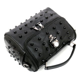 Real Split Leather Messenger Bag Rivet Skull Tote Handbag