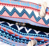 Women Ethnic Striped Bohemian Canvas Tote Bag B64045