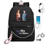 Re:Zero Backpack USB Student Schoolbag Travel Laptop Bag