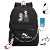 Re:Zero Backpack USB Student Schoolbag Travel Laptop Bag