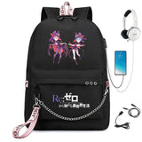 Re:Zero Backpack USB Student Schoolbag Travel Laptop Bag