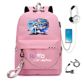 Re:Zero Nylon Backpack USB Schoolbag Teen Knapsack Bookbag