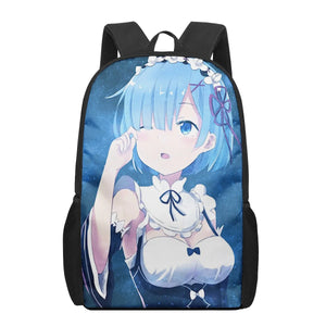 Re Zero Rem Anime Girl 3D Print School Bag for Boys Girls Students Backpack