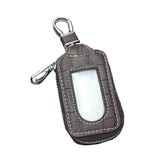 Genuine Leather Zipper Key Holder Case with Transparent Window