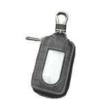 Genuine Leather Zipper Key Holder Case with Transparent Window