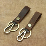 Cowhide Leather Keychain Pocket Car Key Clip Ring Buckle Men Women Gift