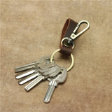 Cowhide Leather Keychain Pocket Car Key Clip Ring Buckle Men Women Gift