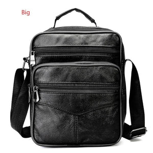 Cowhide Leather Messenger Bag Men Small Casual Shoulder Crossbody