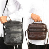 Cowhide Leather Messenger Bag Men Small Casual Shoulder Crossbody