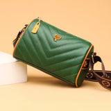 Women's Real Leather Shoulder Bag Wide Straps Crossbody Small Handbag