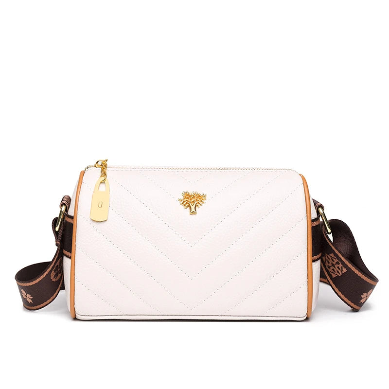 Women's Real Leather Shoulder Bag Wide Straps Crossbody Small Handbag