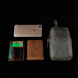 Men Casual Waist Bag Cowhide Hook Belt Pack Cigarette Phone Pouch
