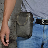 Men Casual Waist Bag Cowhide Hook Belt Pack Cigarette Phone Pouch