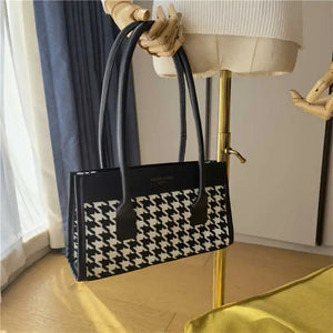 Retro Houndstooth Underarm Bag Ladies Bag Square Bag Wild Shoulder Bag