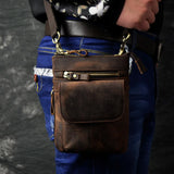 Thick Leather Men Crossbody Waist Bag Cigarette Case