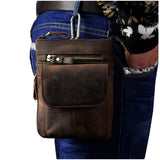 Thick Leather Men Crossbody Waist Bag Cigarette Case