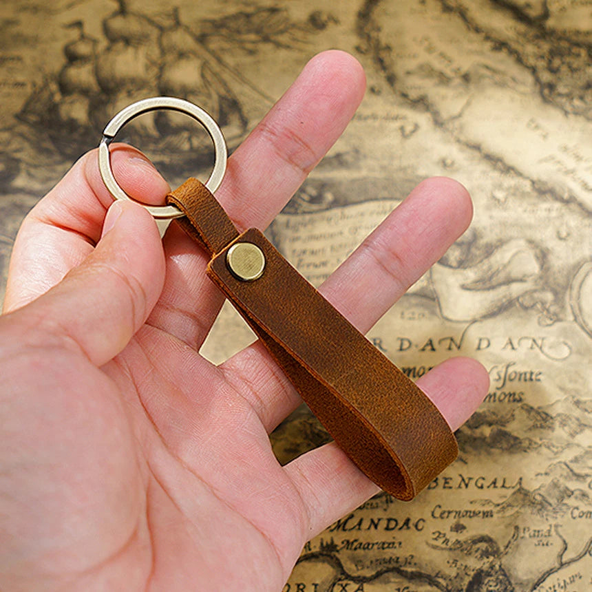 Classic Vintage Leather Keychain for Men and Women