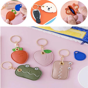 Water Drop Leather Key Ring Access Control Card Holder
