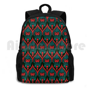 Red Beardies Outdoor Hiking Backpack Waterproof Camping Travel Baroque Flowers