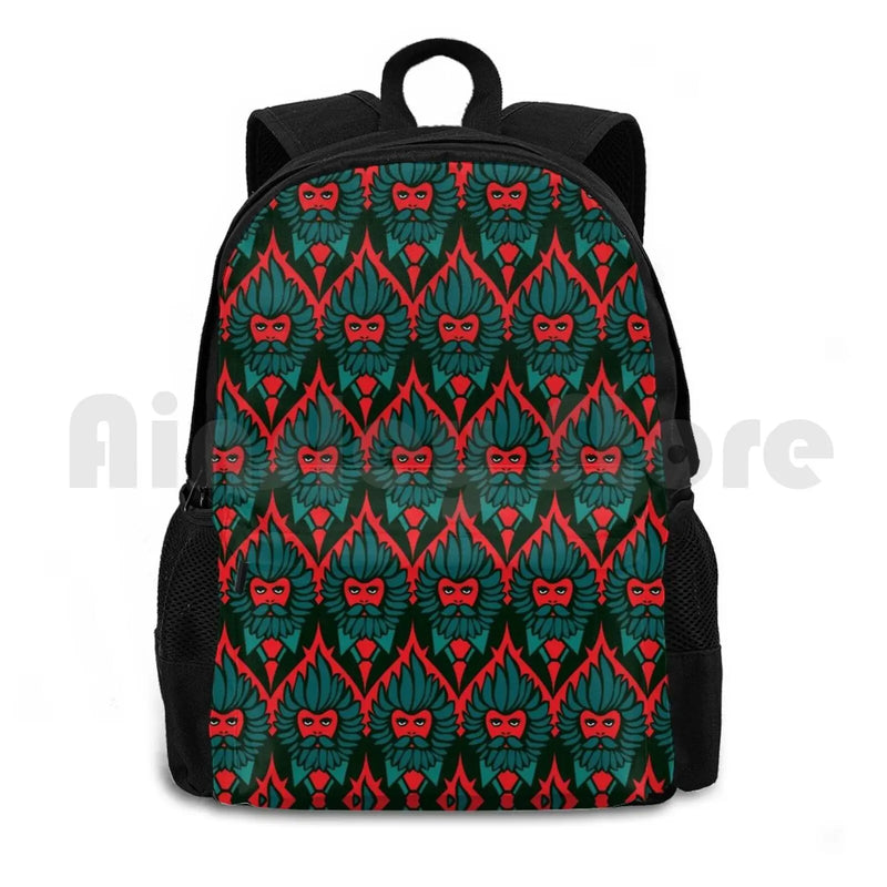 Red Beardies Outdoor Hiking Backpack Waterproof Camping Travel Baroque Flowers