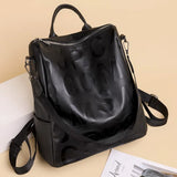 Red Bags For Women Zipper Ladies Backpack PU Leather School Bag