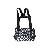 Red Plaid Techwear Vest Bag Backpack Men Women Harajuku Chest Bag