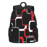 Red Gray Retro Squares Backpacks Men's Backpacks Bags For Women