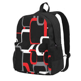 Red Gray Retro Squares Backpacks Men's Backpacks Bags For Women
