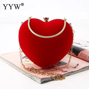 Red Heart Party Wedding Bag Evening Clutch Chain Shoulder
