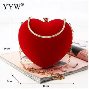Red Heart Party Wedding Bag Evening Clutch Chain Shoulder