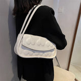 Red Heart Texture Small Square Shoulder Bag Ladies Top Handle Underarm Bag