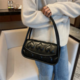 Red Heart Texture Small Square Shoulder Bag Ladies Top Handle Underarm Bag