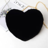 Red Lady Faux Fur Bag Chains Love Shaped
