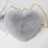 Red Lady Faux Fur Bag Chains Love Shaped