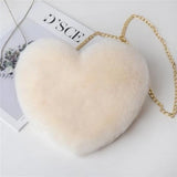 Red Lady Faux Fur Bag Chains Love Shaped