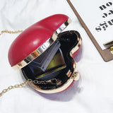 Red Love Evening Bag Women Shoulder Clutch Chain Handbag
