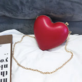 Red Love Evening Bag Women Shoulder Clutch Chain Handbag