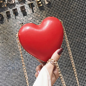 Red Love Evening Bag Women Shoulder Clutch Chain Handbag