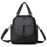 Red PU Leather Women Backpacks Shoulder Crossbody Bags for Girl Bookbags
