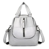 Red PU Leather Women Backpacks Shoulder Crossbody Bags for Girl Bookbags
