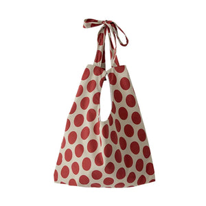 Red Polka Dots Cotton Shoulder Bag for Woman Large Shopping Bag Handbags Tote
