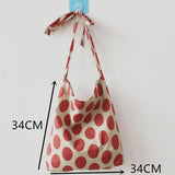 Red Polka Dots Cotton Shoulder Bag for Woman Large Shopping Bag Handbags Tote
