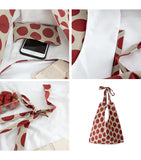 Red Polka Dots Cotton Shoulder Bag for Woman Large Shopping Bag Handbags Tote